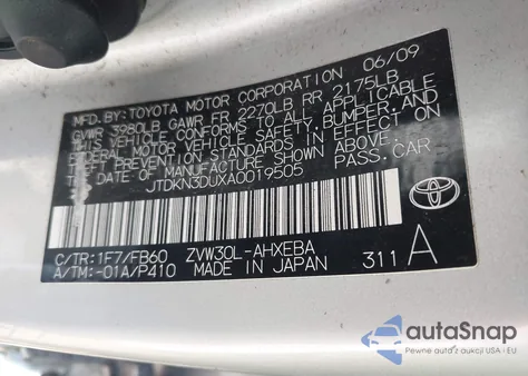 2010 Toyota Prius Ii z USA, uszkodzony, nr VIN JTDKN3DUXA0019505